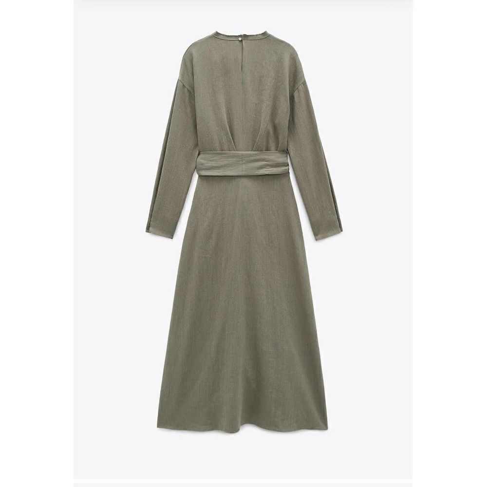 Zara Linen Blend Midi Dress New - Picture 3 of 6
